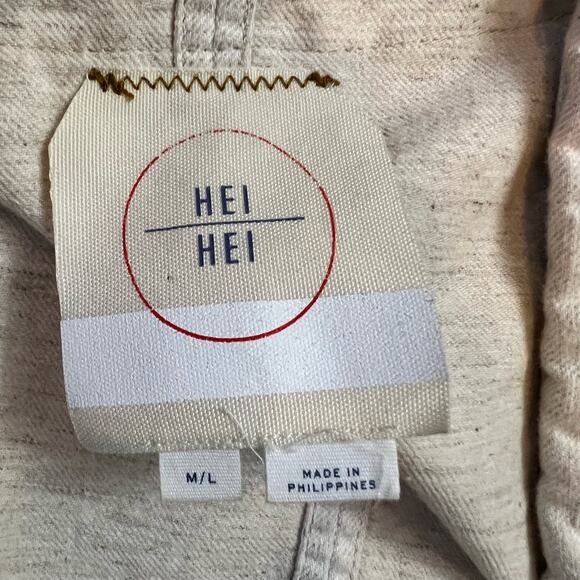 Anthropologie Hei Hei Jacket Womens Medium Large Ladder Beige Linen Blend Coat - Picture 4 of 7